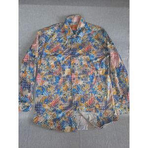 R. Lewis Men's Large Contemporary Paisley Allover Print Button Shirt Long Sleeve
